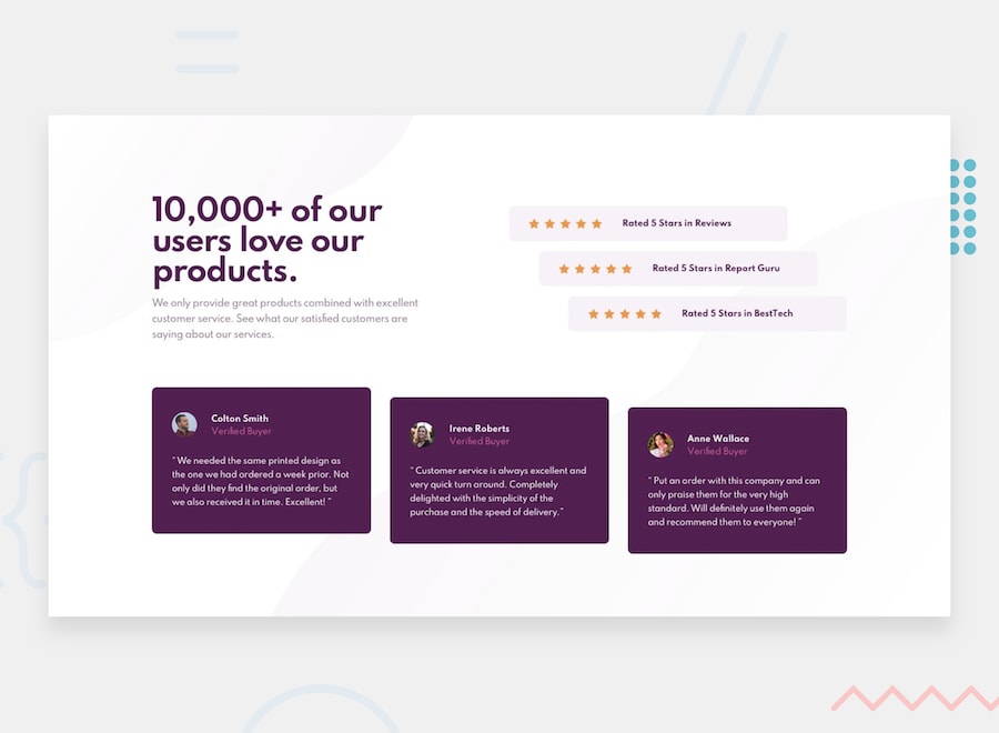 Social Proof Section Website Image
