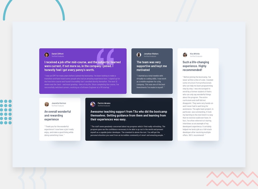 Testimonials Grid Section Website Image